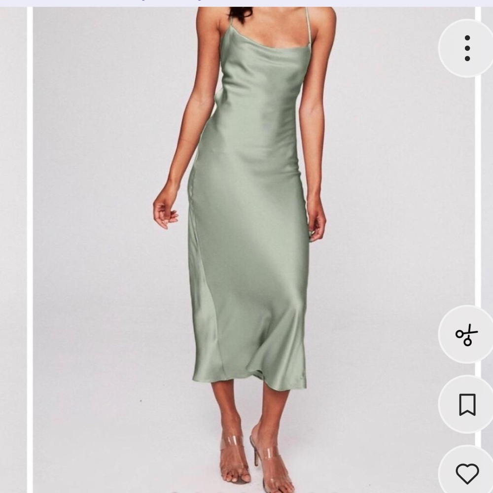 Stone Cold Fox Sage Green Satin Slip Dress